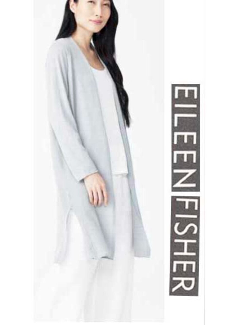 NWT Eileen Fisher Woman GEYSER Grey Tencel Linen Rib Jersey  Cardigan Size 1X